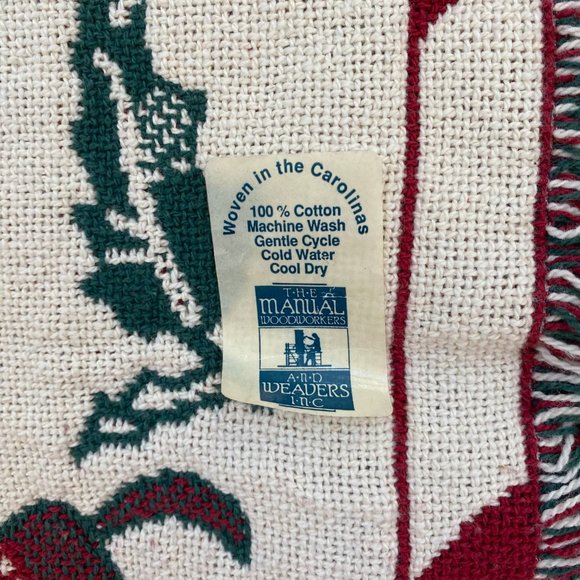 Vintage NWT Manual Woodworkers & Weavers Christmas Throw Blanket Tapestry Santa - Picture 4 of 10